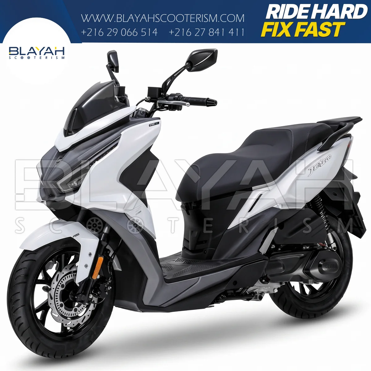 JET14 EVO 125cc Liquid Cooled white - Sym by Mega cycle - Pièce Scooter Tunisie